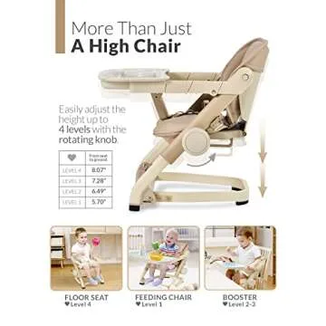 Feed Me 3-in-1 Travel High Chair Booster Seat for Infants and Toddlers - Transitional, Compact & Fits Any Chair, Swivel Tray, Milk Tea