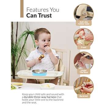 Feed Me 3-in-1 Travel High Chair Booster Seat for Infants and Toddlers - Transitional, Compact & Fits Any Chair, Swivel Tray, Milk Tea