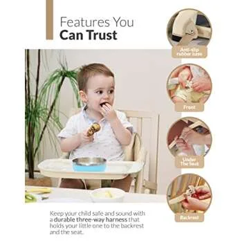 Feed Me 3-in-1 Travel High Chair Booster Seat for Infants and Toddlers - Transitional, Compact & Fits Any Chair, Swivel Tray, Milk Tea