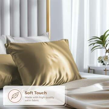 Pure Bedding Satin Pillowcase 2 Pack - Queen Size (20"x30", Taupe) - Silky Pillow Cases for Hair and Skin - Satin Pillow Covers with Envelope Closure - Extra Soft Premium Microfiber