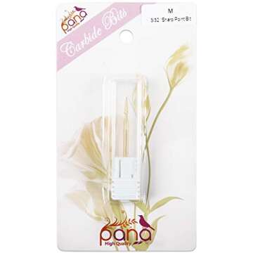 PANA 3/32" Cuticle Clean Nail Carbide Bit for Professional, Nail Salon, Nail Trimmer, Under Nail Cleaner, Electric Drill Machine, Manicure Tools (Gold-Sharp Point, Medium)