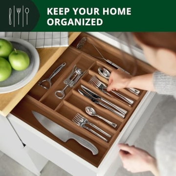 Luxury Bamboo Kitchen Drawer Organizer for Utensils