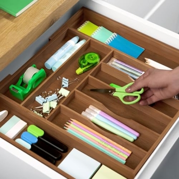 Luxury Bamboo Kitchen Drawer Organizer for Utensils