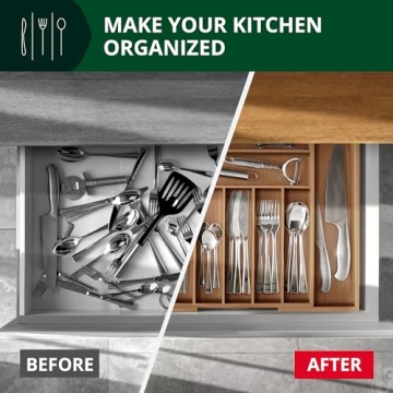 Luxury Bamboo Kitchen Drawer Organizer for Utensils