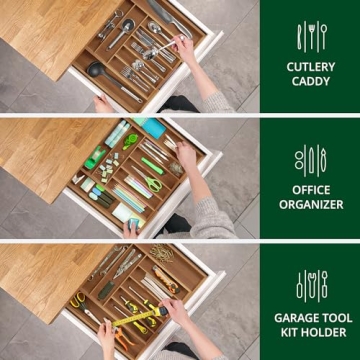 Luxury Bamboo Kitchen Drawer Organizer for Utensils