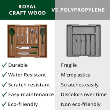 Luxury Bamboo Kitchen Drawer Organizer for Utensils