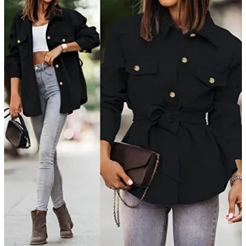 Stylish ZESICA Women's Casual Trench Coat with Pockets