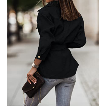 Stylish ZESICA Women's Casual Trench Coat with Pockets