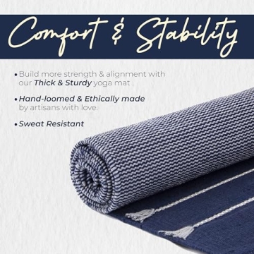 Gayo Handmade Organic Yoga Mat made with 100% Organic Cotton Yoga Mat - Natural Yoga Rug for Exercise, Workout, & Fitness Rug - Hand Weaved, Washable - 74 inches X 26 Inches