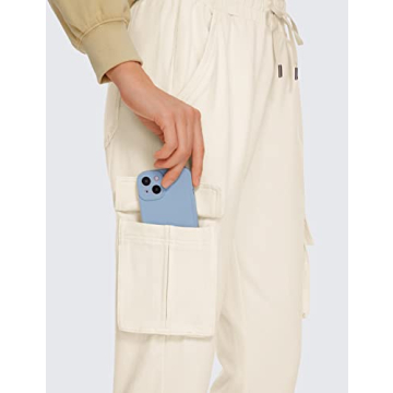 CRZ YOGA Women's Lightweight Cotton Cargo Joggers High Waist