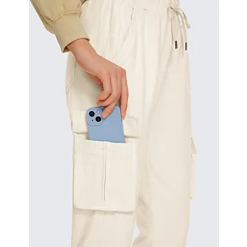 CRZ YOGA Women's Lightweight Cotton Cargo Joggers High Waist