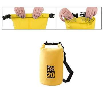 Bear Outdoor Dry Sack/ Waterproof Bag for Boating, Kayaking, Hiking, Snowboarding, Camping, Rafting, Fishing and Backpacking - Yellow 20L