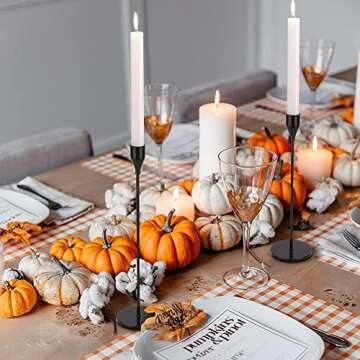 DEVI Black Candlestick Holders 3pcs, Black Taper Candle Holders for Candlesticks, Modern Farmhouse Fall Home Decorations, Boho Fireplace Mantle Coffee Table Decor