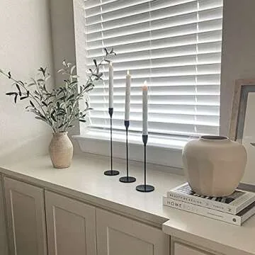 DEVI Black Candlestick Holders 3pcs, Black Taper Candle Holders for Candlesticks, Modern Farmhouse Fall Home Decorations, Boho Fireplace Mantle Coffee Table Decor