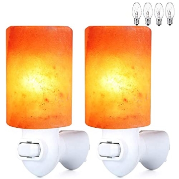 pursalt Himalayan Salt Lamp Plug in Night Light 2 Pack, 360 Degree Adjustable Wall Plug & Extra 4 Re...