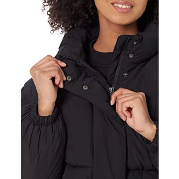 Amazon Essentials Women's Cropped Full-Zip Puffer Jacket (Quilted Matte or Sherpa Fleece), Black, X-Large