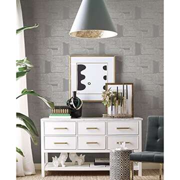 Nikki Chu Gray and Metallic Silver Peel and Stick Wallpaper