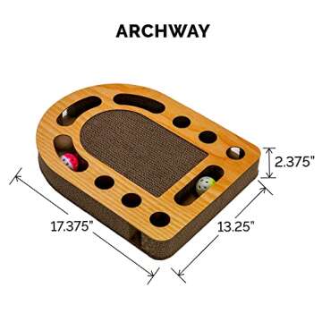 Furhaven Scratching Pad Ball Track Cat Toy w/ Catnip for Indoor Cats - Archway Busy Box Scratcher - Tan, One Size
