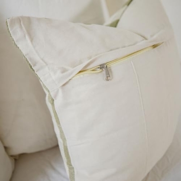 Stylish Woven Pinstripe Cotton Pillow Cover in Beige