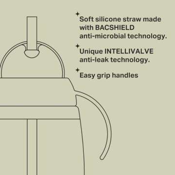 Tommee Tippee Starter Straw Cup, Easy Transition Toddler Cup For 6 Months+, 10oz, with Silicone Weighted Straw and Easy-Hold Handles, Pack of 2, Green