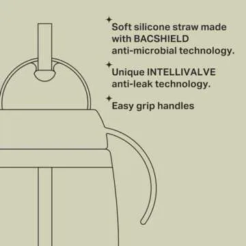 Tommee Tippee Starter Straw Cup, Easy Transition Toddler Cup For 6 Months+, 10oz, with Silicone Weighted Straw and Easy-Hold Handles, Pack of 2, Green