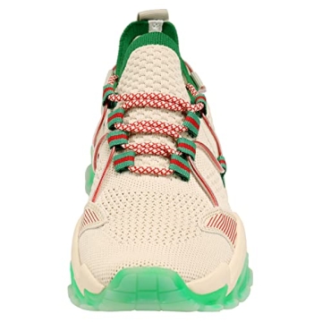 AMLANG Womens Walking Running Shoes Non-Slip Athletic Tennis Breathable Fashion Sneakers Apricot Size 7.5