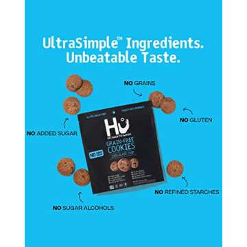 Hu No Added Sugar Chocolate Chip Cookies | 6 Pack | Keto, Gluten Free, Grain Free, Dairy Free & No Added Sugar Snack | Paleo, Non GMO Certified & Keto Friendly Desserts | Crunchy Mini Chocolate Chip Cookies