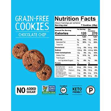 Hu No Added Sugar Chocolate Chip Cookies | 6 Pack | Keto, Gluten Free, Grain Free, Dairy Free & No Added Sugar Snack | Paleo, Non GMO Certified & Keto Friendly Desserts | Crunchy Mini Chocolate Chip Cookies