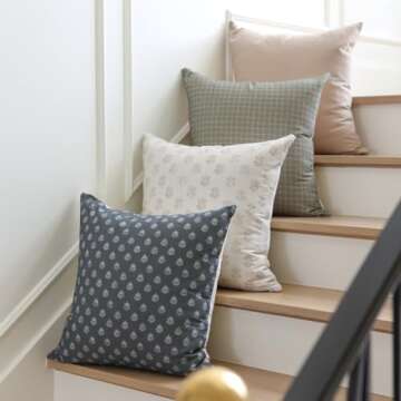 Woven Nook - Modern & Luxurious Decorative Boho Throw Pillow Covers - Durable Quality & Machine Washable - 100% Cotton Canvas - Henley Set - 4 Pack (22x22)