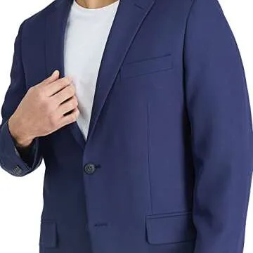 Haggar mens The Active Series Classic Fit Gabardine Blazer Business Suit Jacket, Indigo, 42 Short US