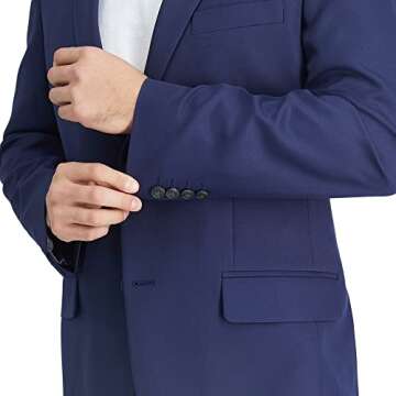Haggar mens The Active Series Classic Fit Gabardine Blazer Business Suit Jacket, Indigo, 42 Short US