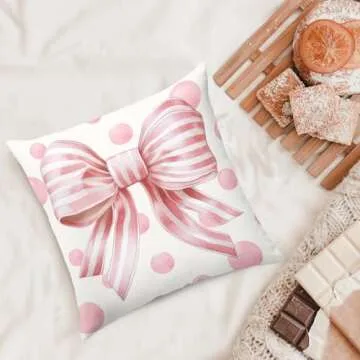 THDSE Trendy Pink Bow Pillow Covers for Stylish Decor