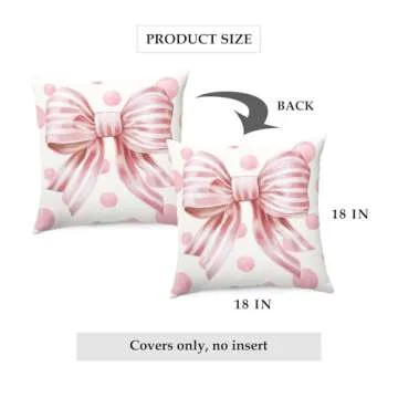 THDSE Trendy Pink Bow Pillow Covers for Stylish Decor