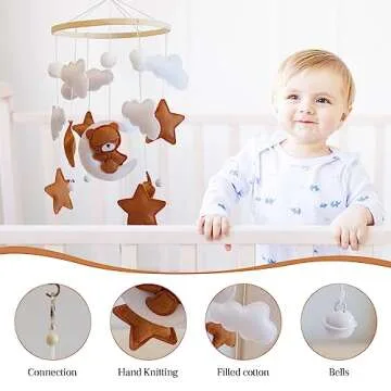 Cute Bear Crib Mobile for Nursery - Elegant Baby Decor
