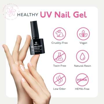 SUNUV Hema Free 16 Color Gel Nail Polish Kit with Base Top Coat,White Black Pink Nude Silver Glitters Gel Polish Set, Manicure Set Salon DIY Home Gift