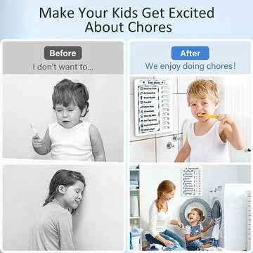 Chore Chart for Kids Dry Erase Chore Board ADHD Tools for Kids to Do List Checklist Task Board Routine Chart Planning Board for Fridge with 10 Sliders and Magnetic Marker, White and Blue, 2 Pack