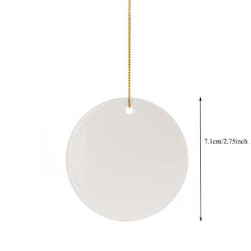 RETERMIT 10 pcs Sublimation Ceramic Ornament Christmas Tree Decor Disc Ornament for Sublimation Sublimation Blanks Blank Ceramic Ornaments for Crafting DIY Personalized Christmas Decor (2.75" Round)