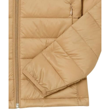 Amazon Essentials Women's Lightweight Long-Sleeve Water-Resistant Packable Puffer Jacket (Available in Plus Size), Camel, Small