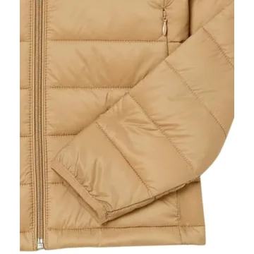 Amazon Essentials Women's Lightweight Long-Sleeve Water-Resistant Packable Puffer Jacket (Available in Plus Size), Camel, Small