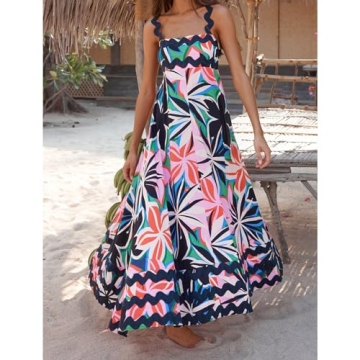 Women's Halter Dress Floral Casual Beach Dress Ankle-Length Halter Dress Spring Summer Fall