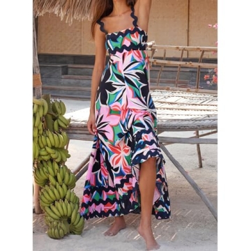 Women's Halter Dress Floral Casual Beach Dress Ankle-Length Halter Dress Spring Summer Fall