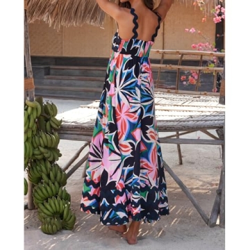 Women's Halter Dress Floral Casual Beach Dress Ankle-Length Halter Dress Spring Summer Fall