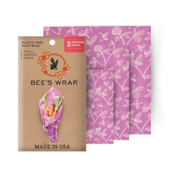 Bee's Wrap Reusable Beeswax Food Wraps Made in the USA, Eco Friendly Beeswax Wraps for Food, Sustain...