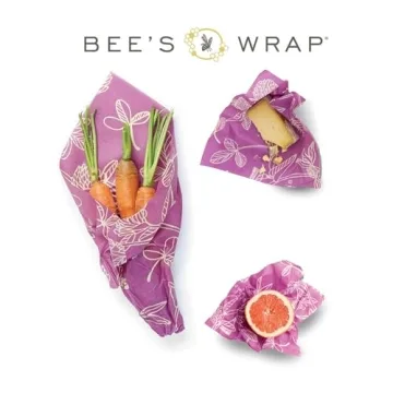 Bee's Wrap Reusable Beeswax Food Wraps Made in the USA, Eco Friendly Beeswax Wraps for Food, Sustainable Food Storage Containers, Organic Cotton Food Wraps, Assorted 3 Pack (S, M, L), Clover