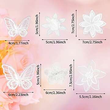 19 Pieces Butterfly Hair Clip Halloween Lace Hair Clip Embroidery Flower Hair Pins for Halloween Cosplaying Women, 2 Sizes(Basic Style,White)