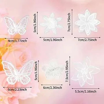 19 Pieces Butterfly Hair Clip Halloween Lace Hair Clip Embroidery Flower Hair Pins for Halloween Cosplaying Women, 2 Sizes(Basic Style,White)