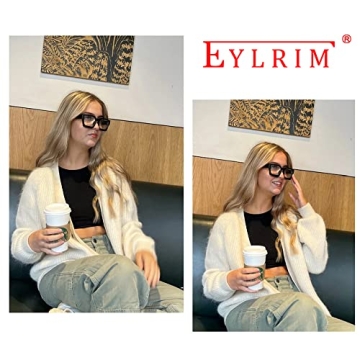 EYLRIM Thick Square Frame Blue Light Glasses for All