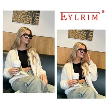 EYLRIM Thick Square Frame Blue Light Glasses for All