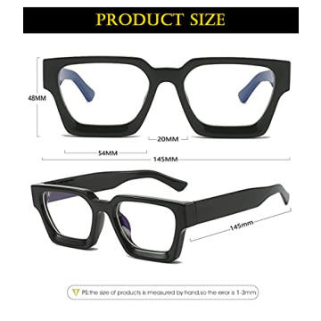 EYLRIM Thick Square Frame Blue Light Glasses for All
