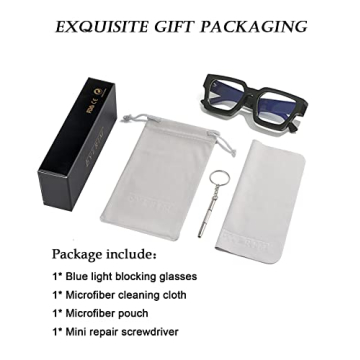 EYLRIM Thick Square Frame Blue Light Glasses for All